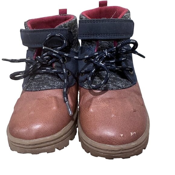 Carters Boots Rugged Lace Up w Strap Closure Textured Knit Upper Size Boy 11 M - Picture 3 of 16